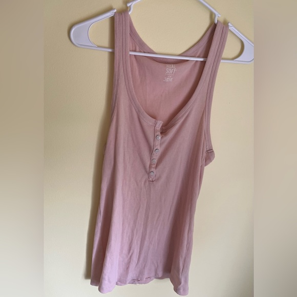 Aerie Real Soft Henley Top - Baby Pink - Picture 1 of 3